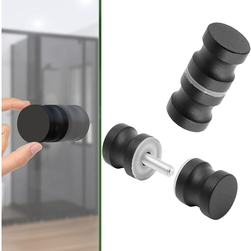 Home Bathroom Hardware - มือจับประตูกระจกอะลูมิเนียม สีดำเงิน มือจับประตูห้องน้ำ ดีไซน์ทันสมัย เรียบง่าย M8