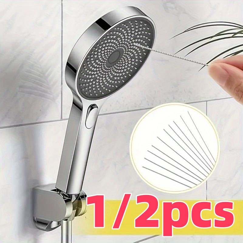 Home Bathroom Gadgets - ชุดแปรงทำความสะอาดหัวฝักบัวแบบเข็มสแตนเลส 10 ชิ้น เหมาะสำหรับหัวฝักบัวหลายขนาด อุปกรณ์ทำความสะอาดห้องน้ำ