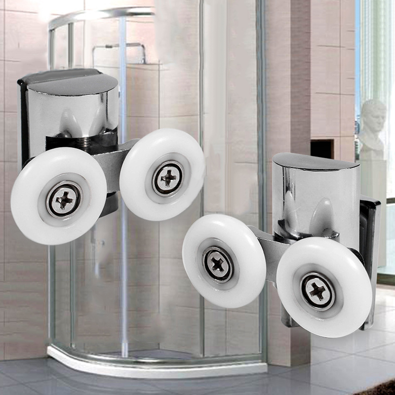 Home Bathroom Hardware - นักวิ่งล้อประตูฮาร์ดแวร์ Home Silver สไลด์ลูกกลิ้งอะไหล่อุปกรณ์ด้านบน/ล่าง23Mm ห้องน้ำด้านล่าง