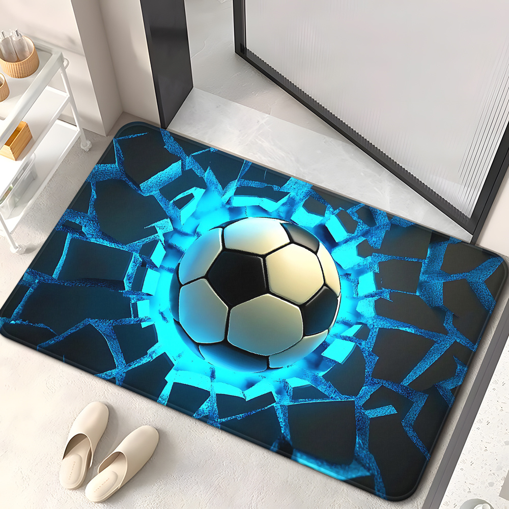 Home Bathroom Break - พรมลายฟุตบอลกันลื่น ดูดซับน้ำได้ เหมาะสำหรับห้องเด็ก โรงรถ ตกแต่งบ้าน ขนาด