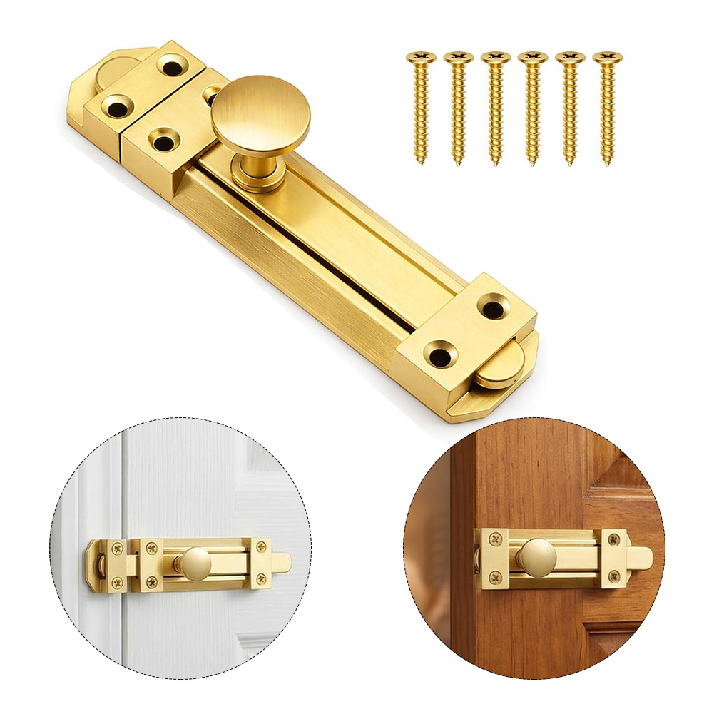 Home Bathroom Hardware - กลอนประตูบานเลื่อนทองเหลืองแท้ขนาด 5 นิ้ว สำหรับประตูรั้วเพื่อความปลอดภัย ใช้ได้กับบ้าน ห้องน้ำ