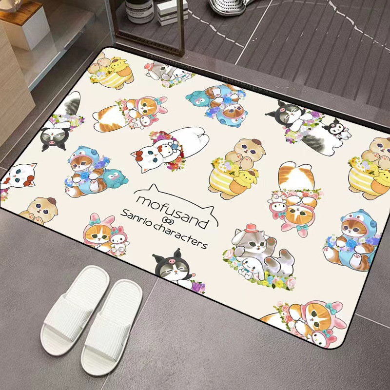 Non Slip Bath Mat - แผ่นรองพื้นดูดซับน้ำลายไดอะตอม ลายการ์ตูนมอฟุซังด์ ป้องกันลื่น สำหรับห้องน้ำ ทางเข้าบ้าน แห้งเร็ว