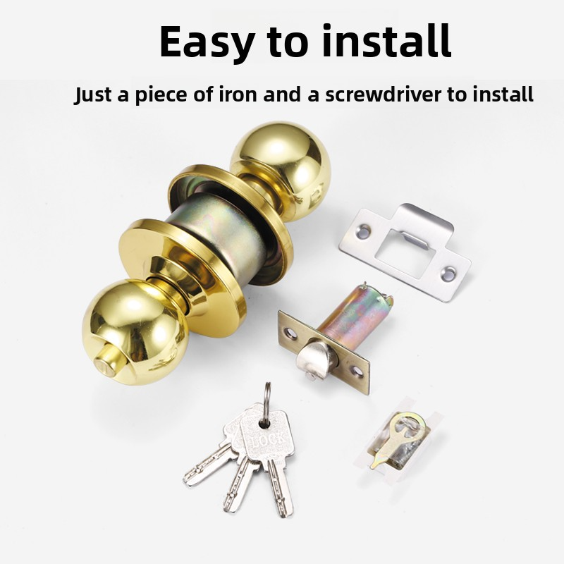 Home Bathroom Hardware - ล็อคทรงกลมสแตนเลสอเนกประสงค์สำหรับประตูบ้าน - ชุดล็อคทรงกลมหนาสำหรับห้องนอนและห้องน้ำ ฮาร์ดแวร์รักษาความปลอดภัยที่ทนทาน