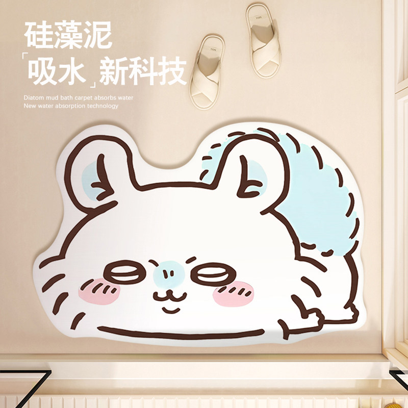 Home Bathroom Rugs - การ์ตูนมอมงกะ ชิคาวะแผ่นรองพื้นดูดซับน้ำ ลายราคโค ชิซา น่ารัก แผ่นรองพื้นแห้งเร็ว