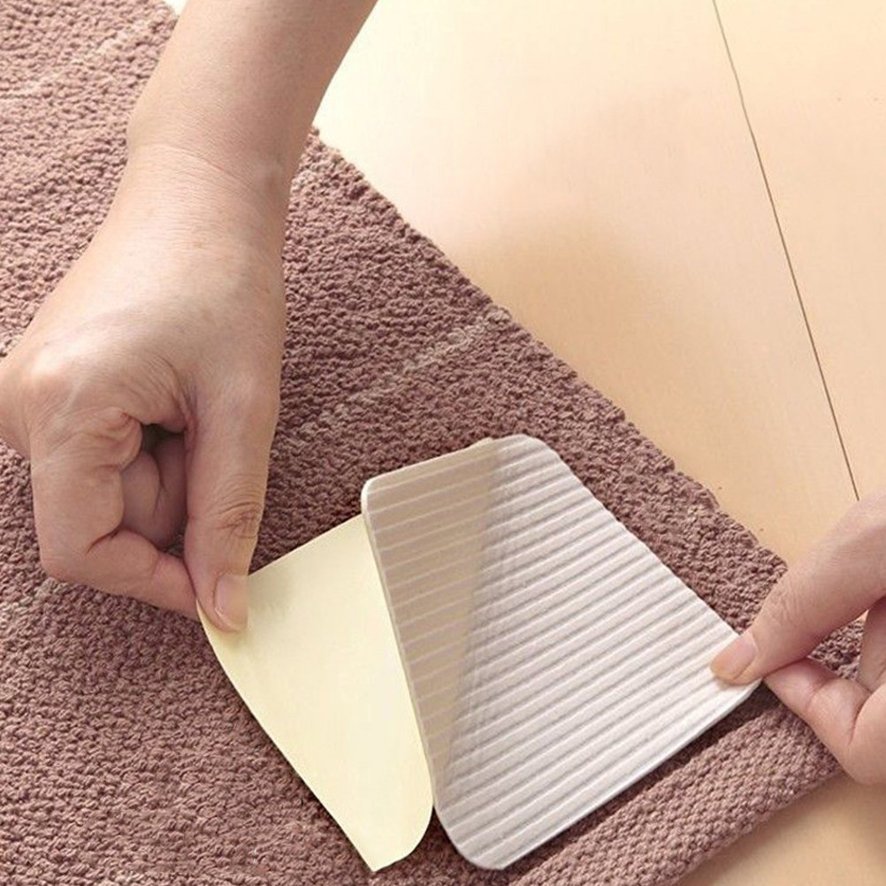 Home Bathroom Rugs - เทปกาวติดพรมกันลื่น 4 ชิ้น ใช้งานง่าย สำหรับห้องครัว ห้องน้ำ