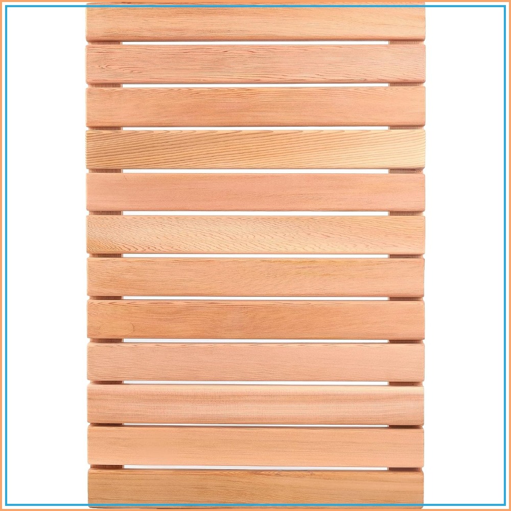 Non Slip Bath Mat - แผ่นรองอาบน้ำไม้ซีดาร์ธรรมชาติ, แผ่นกันลื่นสำหรับใช้ในร่ม/กลางแจ้ง, ขนาด 23.6x15.7 นิ้ว