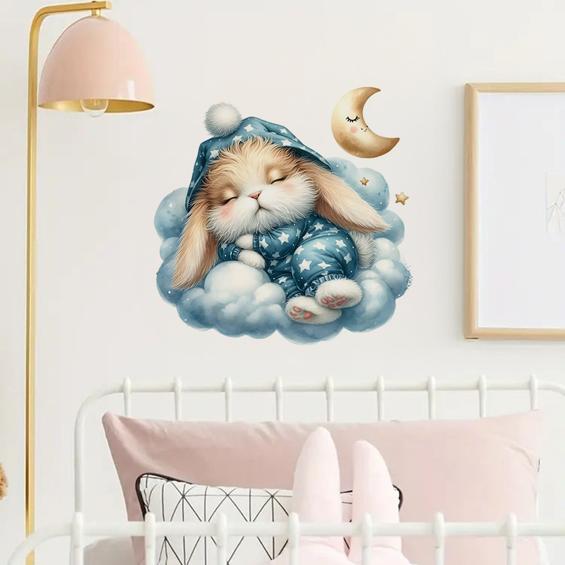 น่ารัก Sleepy Bunny สติกเกอร์ก - Home Bathroom Window บทวิจารณ์และราคา