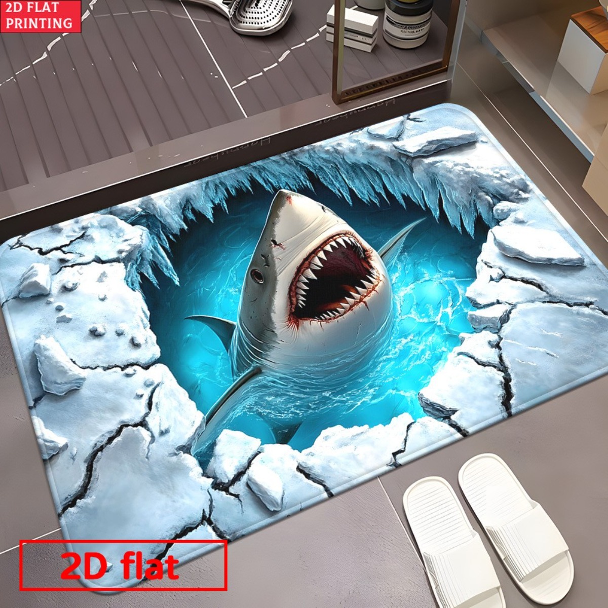 พรมลายฉลาม 3 มิติ กำจัดน้ำแข็ง - Home Bathroom Break บทวิจารณ์และราคา