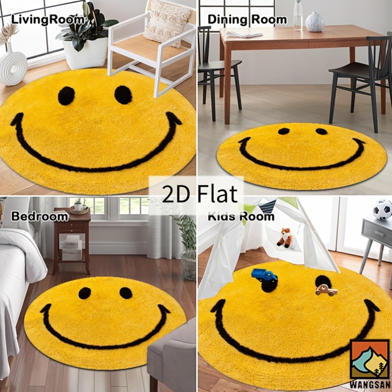 พรมผ้าสักหลาดทรงกลม 2 มิติ ลาย - Home Bathroom Rugs บทวิจารณ์และราคา