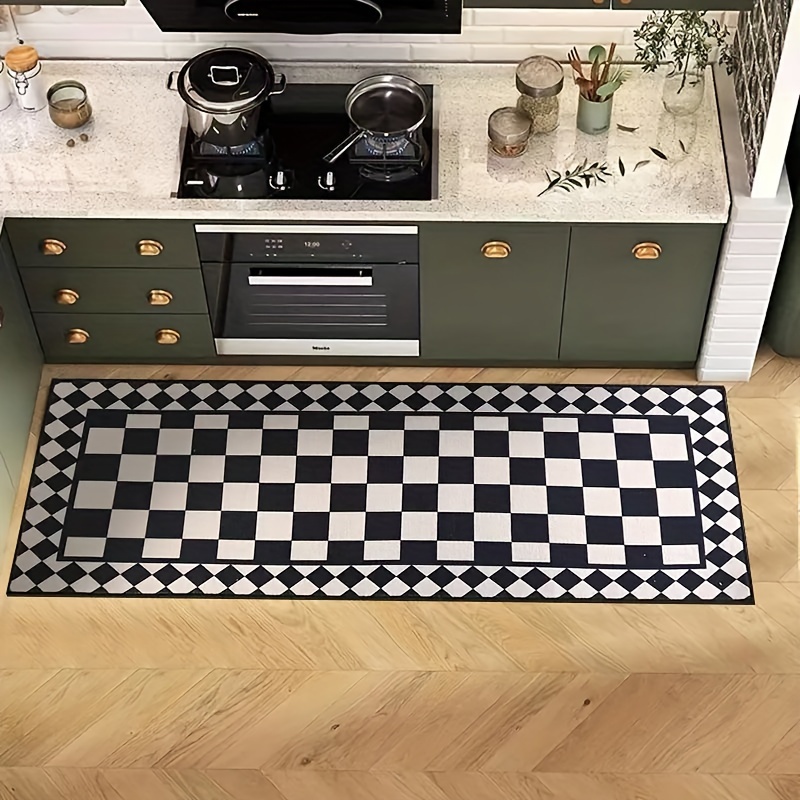 VIKAMA พรมลายตารางหมากรุกสีดำข - Home Bathroom Rugs บทวิจารณ์และราคา