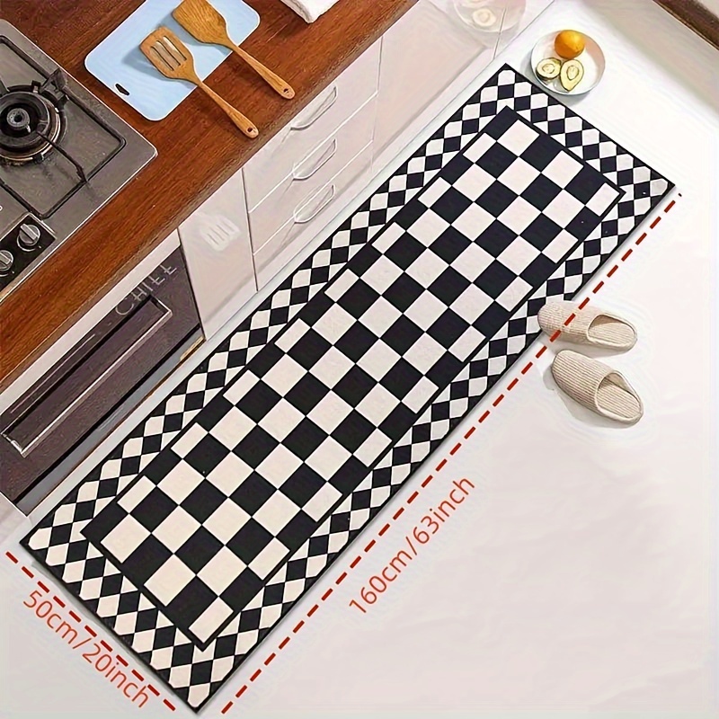 VIKAMA พรมลายตารางหมากรุกสีดำข - Home Bathroom Rugs บทวิจารณ์และราคา