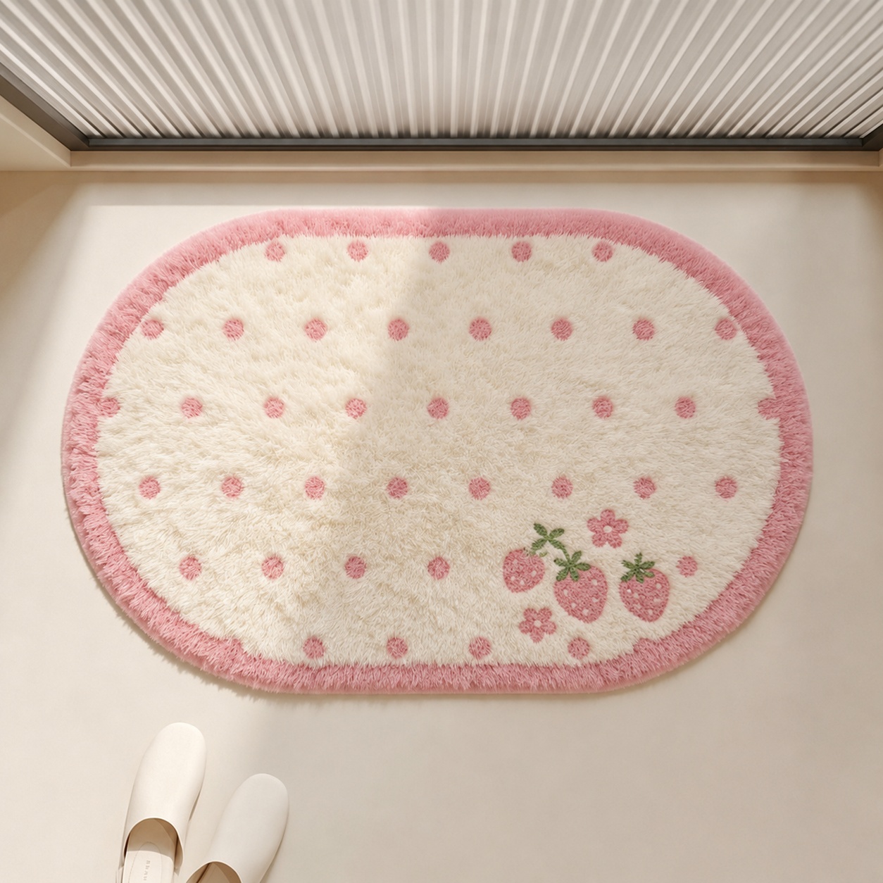 พรมอาบน้ำผ้ากำมะหยี่สีชมพูสตรอ - Home Bathroom Carpet บทวิจารณ์และราคา