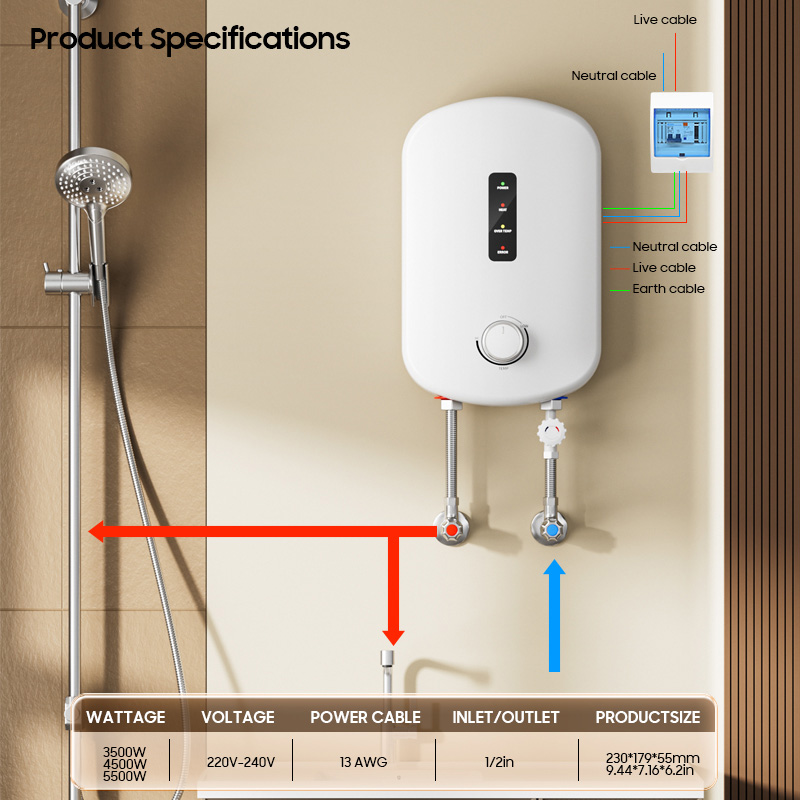เครื่องทำน้ำอุ่นไฟฟ้าแบบไร้ถัง - Home Bathroom Geyser บทวิจารณ์และราคา