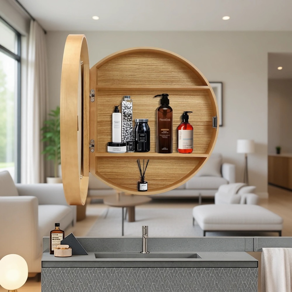 ตู้กระจกติดผนังไม้แบบสองฟังก์ช - Bathroom Cabinet Mirror บทวิจารณ์และราคา
