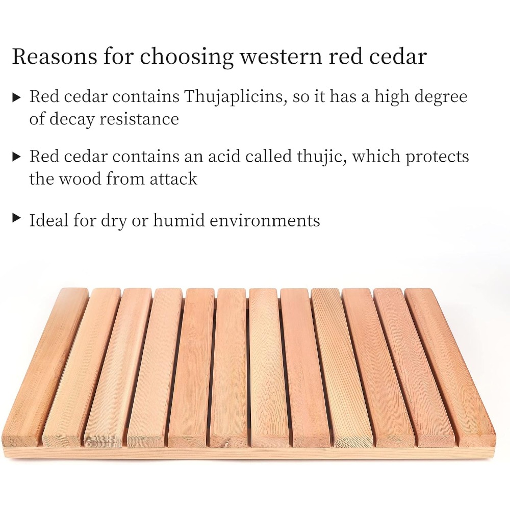 แผ่นรองอาบน้ำไม้ซีดาร์ธรรมชาติ - Non Slip Bath Mat บทวิจารณ์และราคา